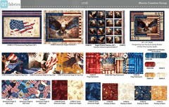 Quilting Treasures – 1776 – Eagle & Flag Toss – Birch, Fabric by the Yard