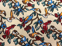 Liberty Of London Silk Fabric Sample Birds Tropical Yellow 40″ Scarf Material