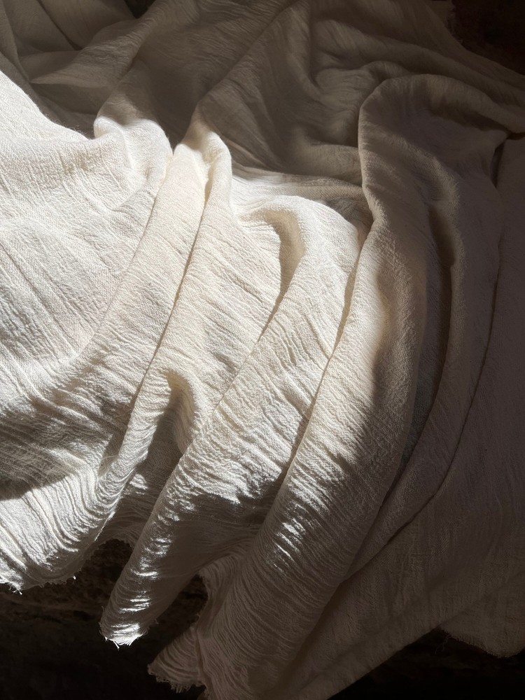 Ivory Unbleached Neutral Organic Cotton Fabric By 2 Meters, Crinkle Wide Width