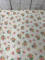 Fabric Seersucker Floral Pink Cotton Blend 1 Yards 44″ Wide Washed Vintage