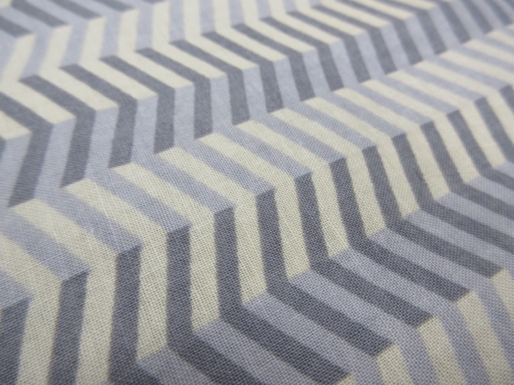 2 Yds Quilting Cotton Fabric Herringbone Pattern Cream Gray Blue-Tint JOANN