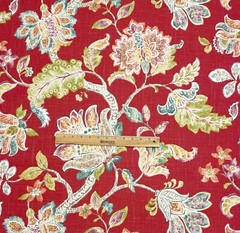 P KAUFMANN GARDEN RETREAT POPPY RED LARGE JACOBEAN FLORAL FABRIC BY YARD 54″W