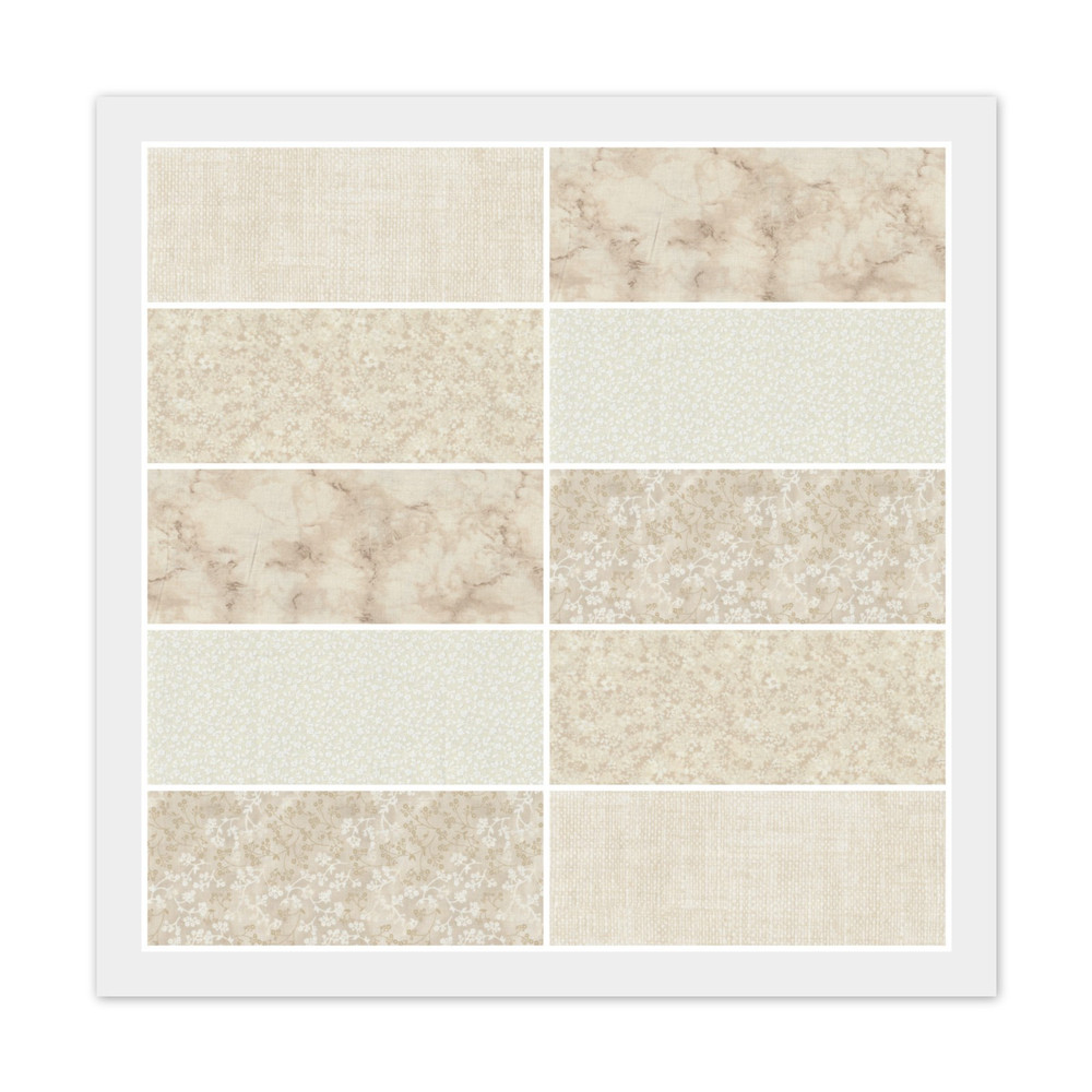 Natural Beige CHARM PACK: 40) 5″ Squares, 100% Cotton Fabric, 5 Prints 8 of Each