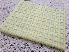 Phantom Rosebud Vintage Chenille Bedspread Fabric Yellow White 20×24″ Piece