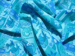 Shark and pelican print knit cotton tee shirt fabric for clothing and crafts