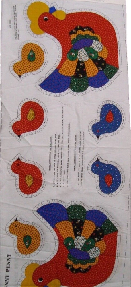 Vintage Henny Penny Cut-It-Out Fabric Panels Cranston Print Works New Old Stock