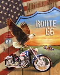 Route 66 Fredom Ride Patriotic Motorcycle David Textiles 36×44″ Fabric Panel