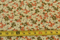 By 1/2 Yd, 35″ Wide, Vintage 1940’s-60’s, Orange &Olive Calico on Cream, B1690