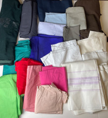 Lot of Solid Color Fabric Remnants – Various Lengths & Textiles, Some Cut – Read