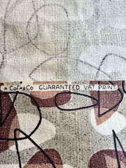 50s Barkcloth Fabric Yardage Geometric CoFab Co Pre-Shrunk Vat Print 47”x 22”