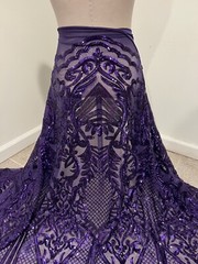 Purple 4way stretch sequin Lace fabric 50” Width Sold By The Yard