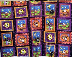 Hello Kitty Halloween Fabric Blocks Scenes Wirch Pumpkin BTY x 43″