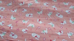 Vtg 2003 Quilt Sew Craft Fabric KITTENS CLASSIC COTTON PEACH/WHITE Print 1 Yd 6″