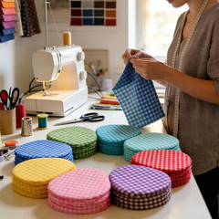 Inee Gingham Fat Quarters Fabric Bundles, Quilting Fabric for Sewing Crafting, 1