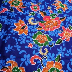 Emchit Fabric Thai Cotton Blue Floral Print Skirt Cotton Craft Quilt 62″ x 40″
