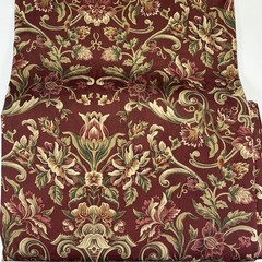 Mill Creek Fabric Burgandy Floral Gold Metallic Accent Zepel Decor ~ 4 yds X 54”