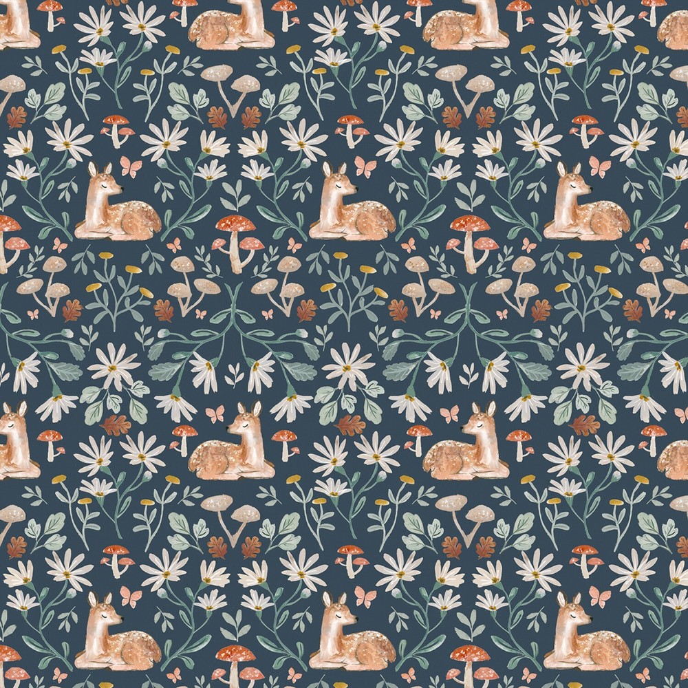 Floral Fabric, Fawn, Daisies, Forest Green, Willow, Dear Stella, DCJ3011MULTI