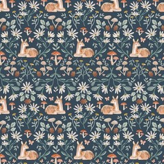 Floral Fabric, Fawn, Daisies, Forest Green, Willow, Dear Stella, DCJ3011MULTI