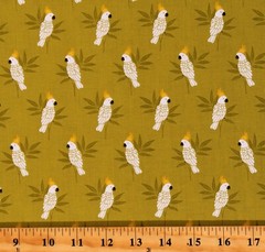 Cotton Cockatoos Birds Parrots Animals Cotton Fabric Print by the Yard D584.50