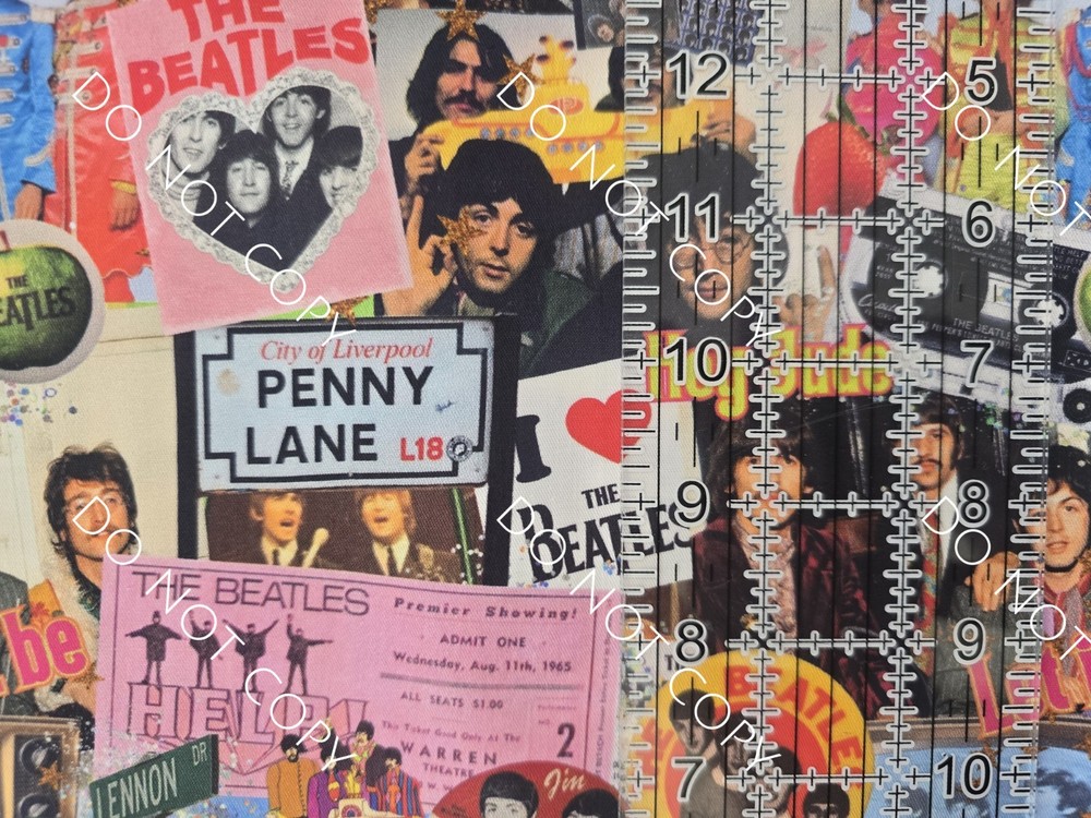 Custom 100% Cotton Woven Fabric Beatles Band Artist By The 1/4 Yard 9×56
