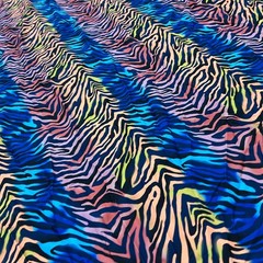 Animal Print Zebra Neon Blue 4-Way Stretch Fabric Swimsuit Spandex By The Yard