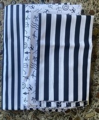Lot Of 5 Black & White Fabrics Plus 3 FQ -Rock Carved Men- Approx 4 1/2 Yards
