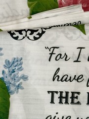 Christian Bible Verse 4yd Fabric Lilac Damask Rose Shower Curtain Fleur De Lis