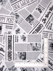 Dog Newspaper Ads Toss Fabric 30″ Length Diva Pups Cotton by Henry Glass & Co