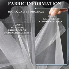 White Tulle Crystal Organza Fabric Rolls 12 Inch by 50 Yards (150 feet) Sheer…