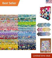 Elegant 8×8 Cotton Fabric Squares – 25 Floral Patterns for Creative Crafts