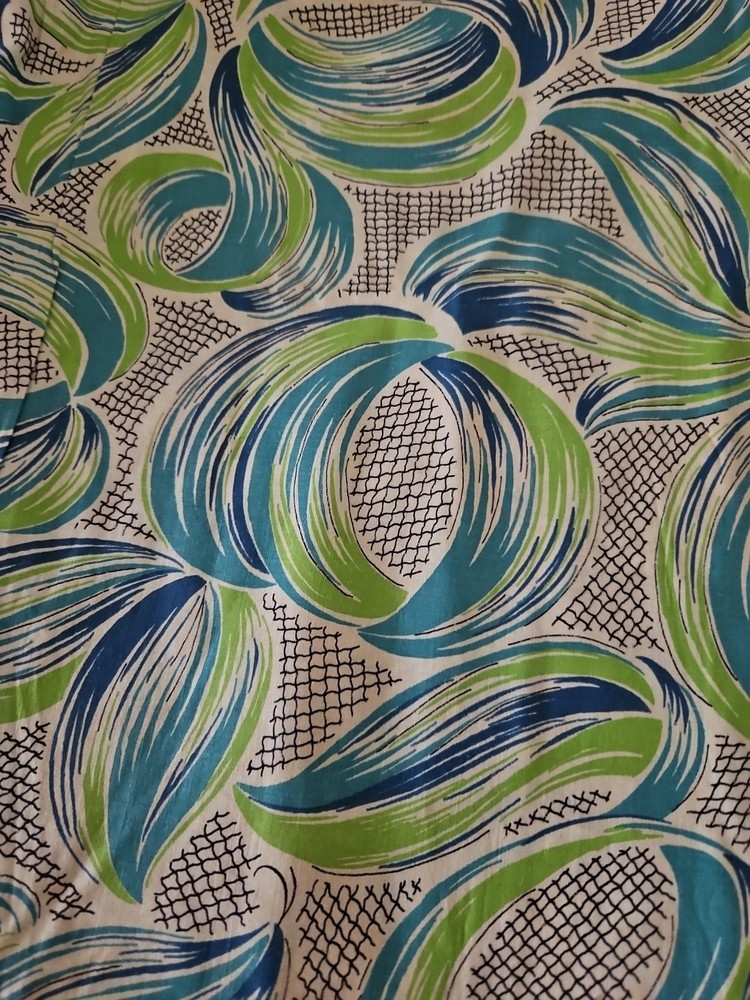 VTG HTF 50s/60s Abstract Avant – Garde Swirls Cotton Fabric 3.5 Yards X 35″ Wide