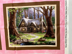 25-03-152-Disney Snow White Discovers Cottage Pillow Panel Quilt Cotton fabric
