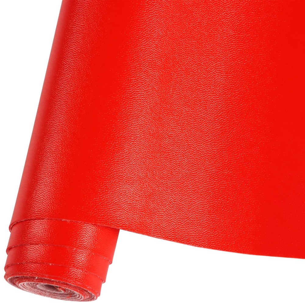 Solid Color Red Faux Leather Roll 10″X53″(25cmX135cm),Smooth