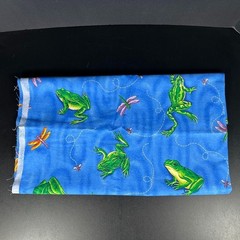 Vintage Cotton Fabric VIP CRANSTON PRINT WORKS Blue FROG and DRAGONFLY 46 x 37