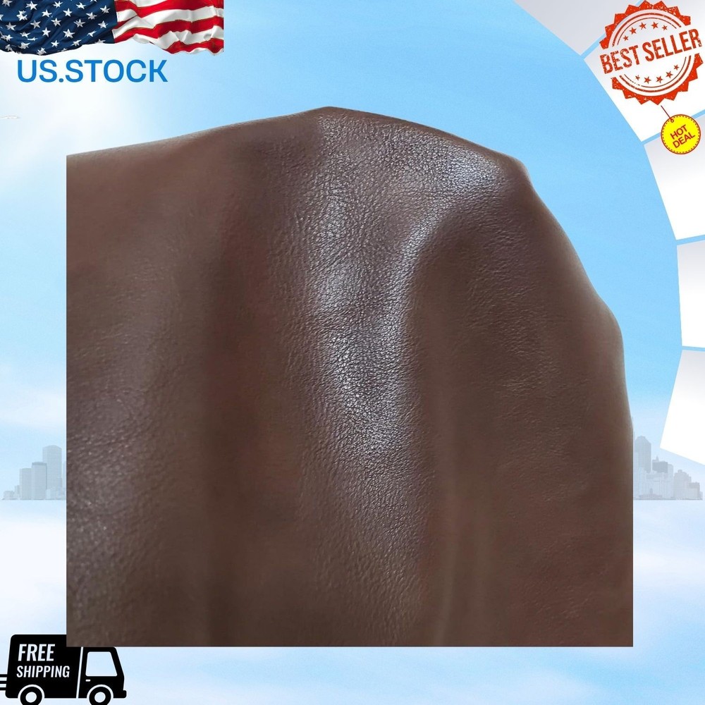 Brown PU Faux Leather 2 Yards Vegan Upholstery Sheet Nappa