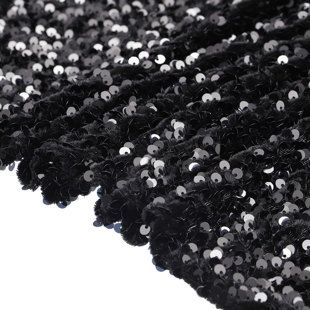 Sequin Fabric Black, 5 Yards Length 3.9 Feet Wide Velvet Fabric for Craft