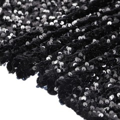 Sequin Fabric Black, 5 Yards Length 3.9 Feet Wide Velvet Fabric for Craft