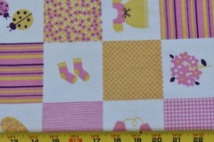 By 1/2 Yd, Pink White & Yellow Baby-Girl Patch on Flannel, Springs, B1624