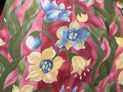 VINTAGE P KAUFMANN FABRIC ~ PINK BLUE YELLOW GREEN ~ 4.5 YARDS x 56″ W ~ QUALITY