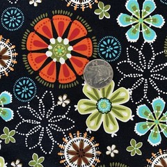 HTF “Esmerelda” Floral Fabric By Michael Miller MCM Green Orange Blue Black BTY