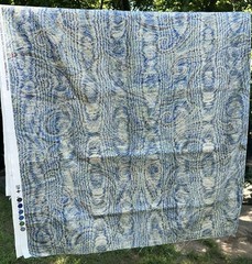VTG P Kaufmann PAISLEY Moire Stripe Blue Green Brown Cotton Fabric 55”x6 YDS USA