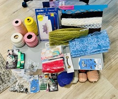 Vintage Fabric & Sewing Notions Lot, Multicolor, Sewing & Crafts