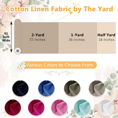 Linen Fabric by the Yard, 61 Inch Wide White Blend Cloth, 60% Linen 40%