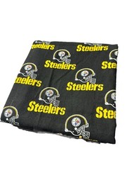 1994 Vintage Steelers Quilting Cotton Black Fabric logos. 19”x46” Piece Out #616