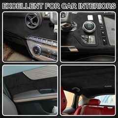 Black Suede Fabric Wrap Suede Wrap Self-Adhesive Car Interior Film 17in x 70in