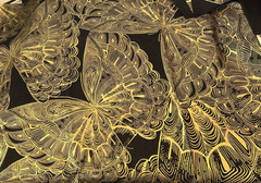 Lux by Timeless Treasures Quilting Fabric Butterfly Black Gold Metallic 28″ X 40