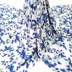 1 yard X 1.4 meter Ethnic Blue White Fabric Viscose Material For Dress