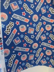 NASCAR RACING 2 PCS. BLUE CHECKERED FLAG LOGO Cotton Fabric 21″X44″ 16″X44″