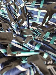Teal Black Burnt-out Geometric Stretch Velvet Fabric -Sold By The Yard- 60″