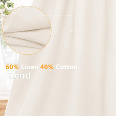 Linen Fabric by the Yard, 61 Inch Wide White Blend Cloth, 60% Linen 40%